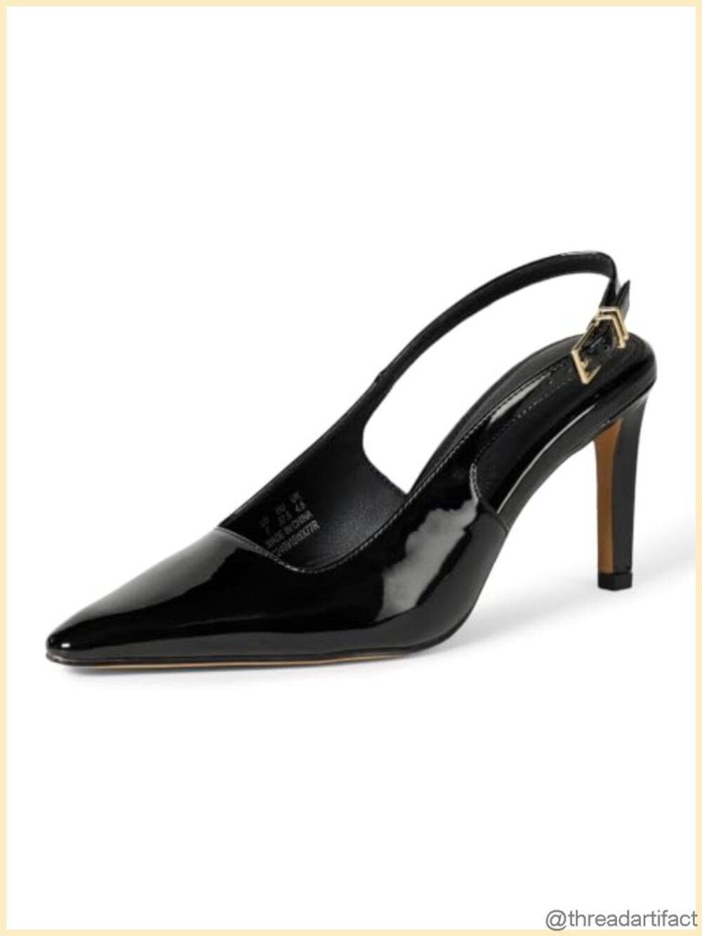 Women's Slingback Heels Pointed Toe Stiletto Memory Foam Faux Patent Leather